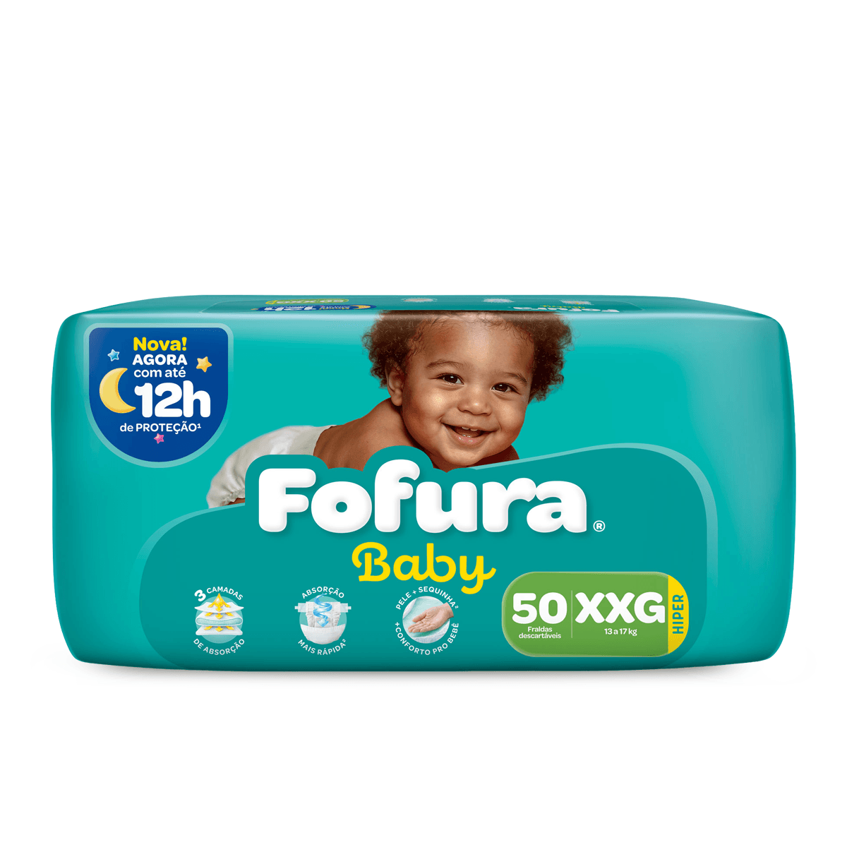Fralda Descartável Fofura Baby Hiper XXG com 50 Unidades