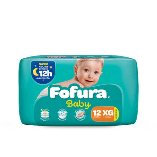 Fralda Descartável Fofura Baby Jumbinho XG com 12 Unidades