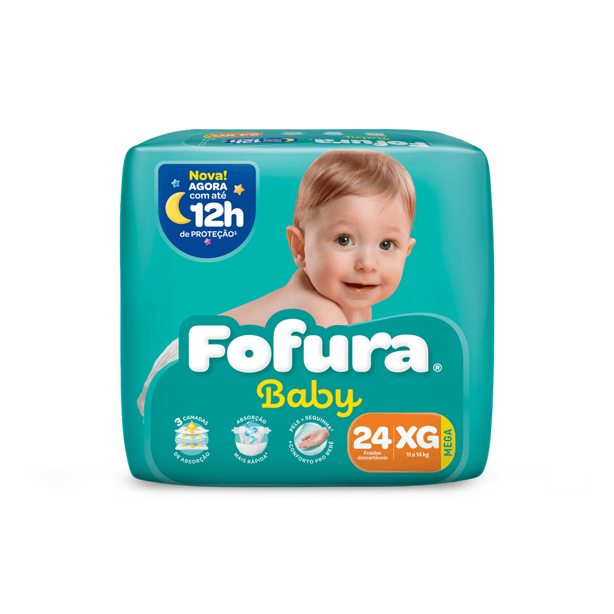 Fralda Descartável Fofura Baby Mega XG com 24 Unidades