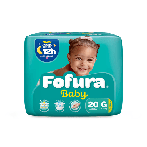 Fralda Descartável Fofura Baby Pratico G com 20 Unidades