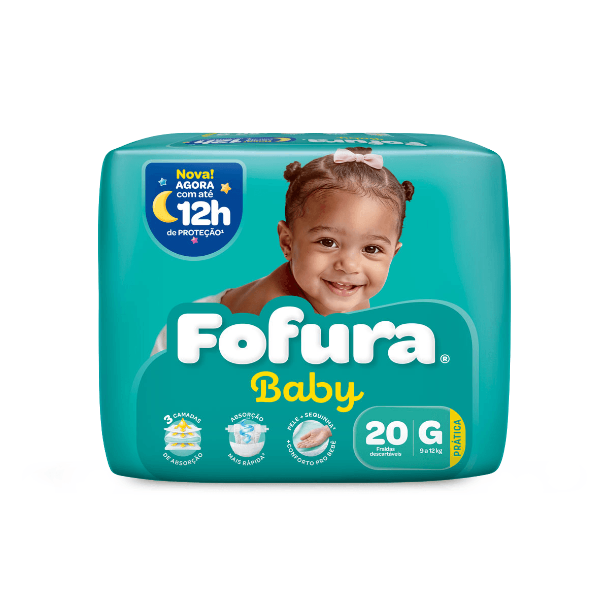 Fralda Descartável Fofura Baby Pratico G com 20 Unidades