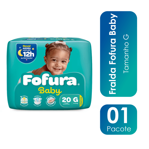 Fralda Descartável Fofura Baby Pratico G com 20 Unidades