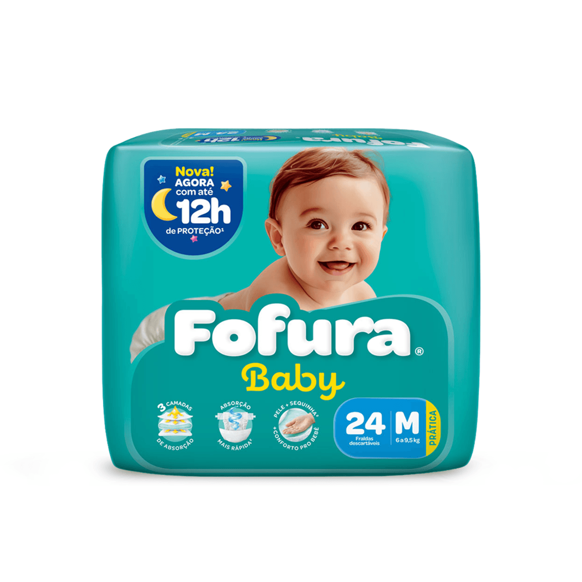 Fralda Descartável Fofura Baby Pratico M com 24 Unidades
