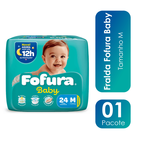 Fralda Descartável Fofura Baby Pratico M com 24 Unidades