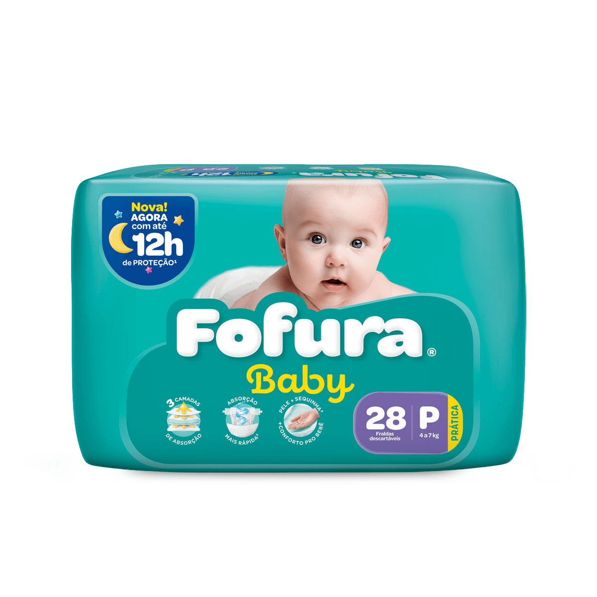 Fralda Descartável Fofura Baby Pratico P com 28 Unidades