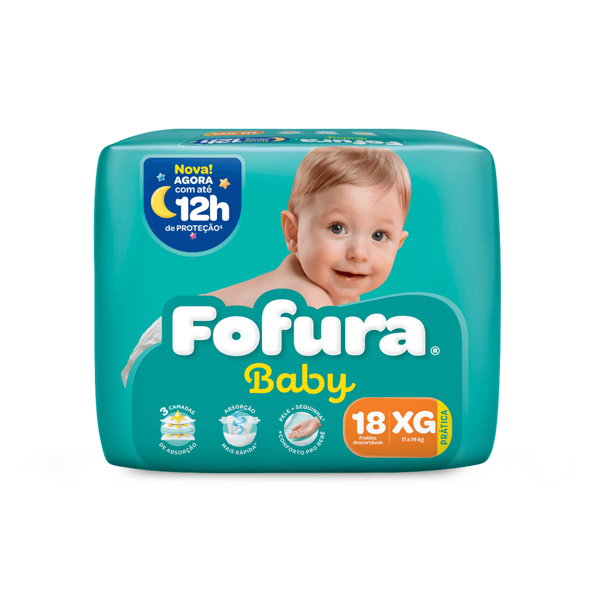 Fralda Descartável Fofura Baby Pratico XG com 18 Unidades