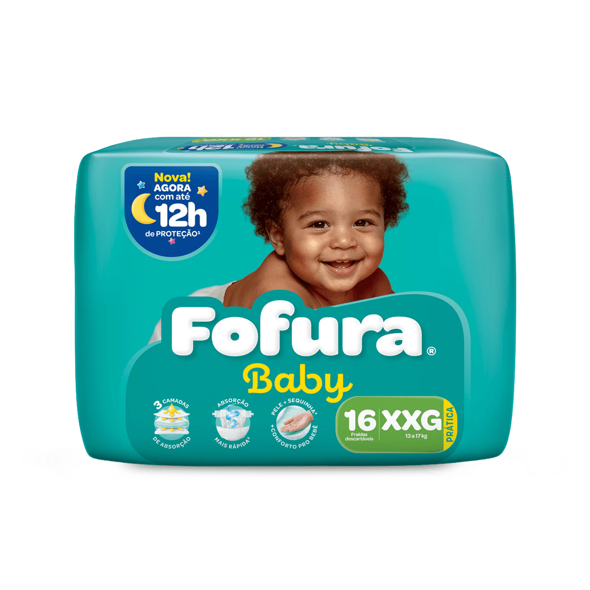 Fralda Descartável Fofura Baby Pratico XXG com 16 Unidades
