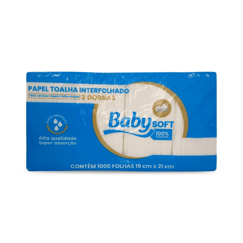 Papel Toalha Interfolha 2 Dobras Folha Simples 19x21cm 1.000 folhas Baby